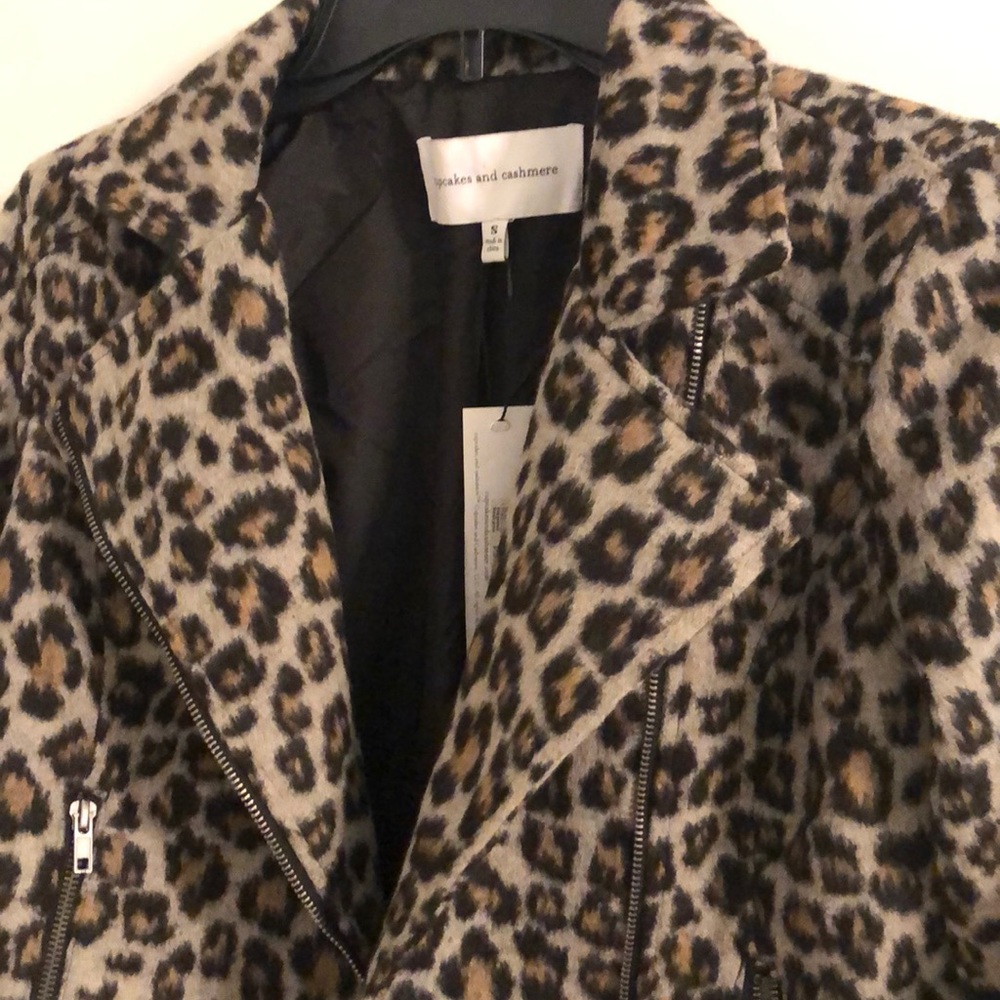 Animal print bomber jacket small polyester & wool